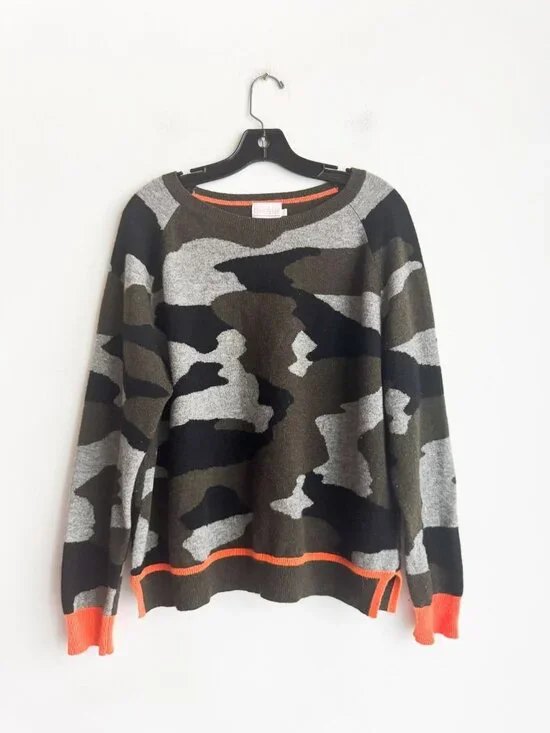 Brodie Cashmere Camo Print 100% Cashmere Sweater L - Picture 2 of 8
